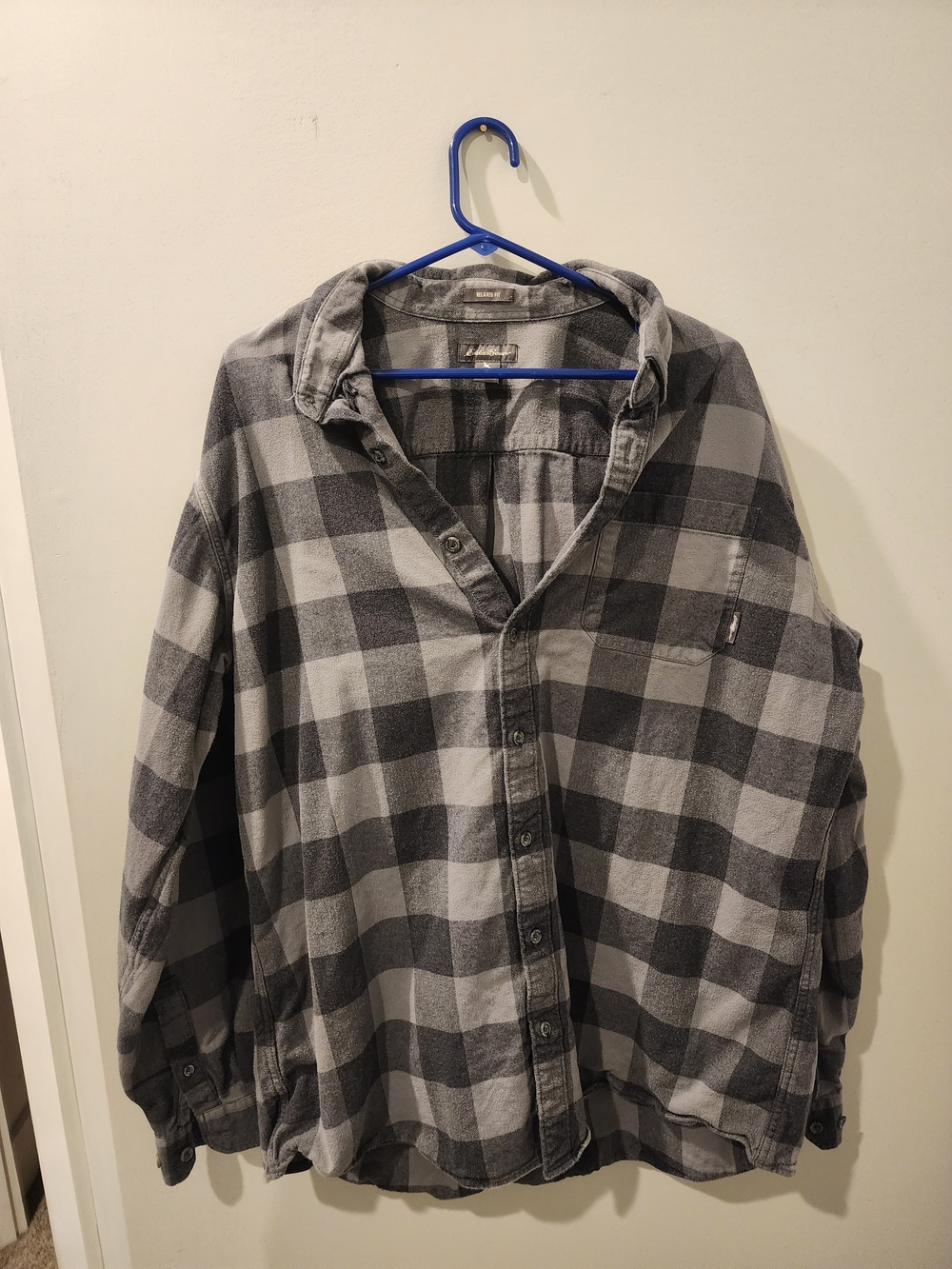 Eddie Bauer Gray Plaid Button-Front Shirt Jacket